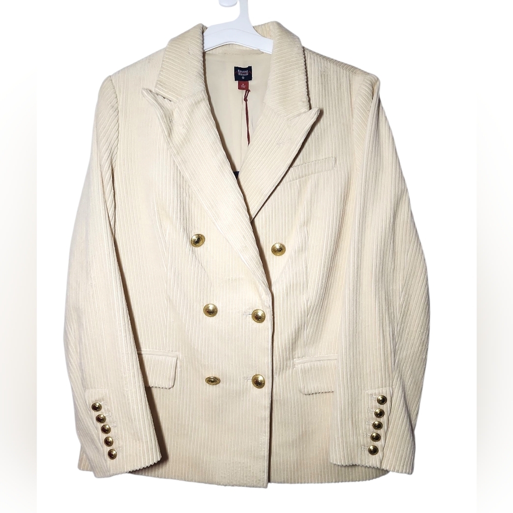 Rowing Blazers Cream and Gold Double-Breasted Blazer - Corduroy - NWT